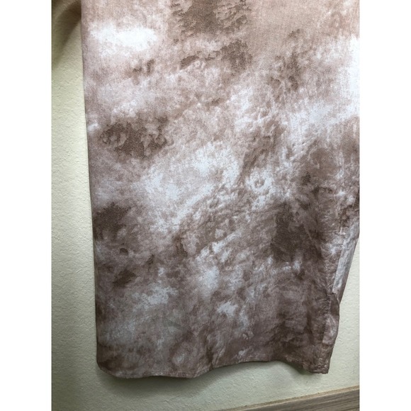 Bucketlist Tie-Waist Jumpsuit Women's Large Short Sleeve Taupe Tie Dye Wide Leg - Picture 14 of 16
